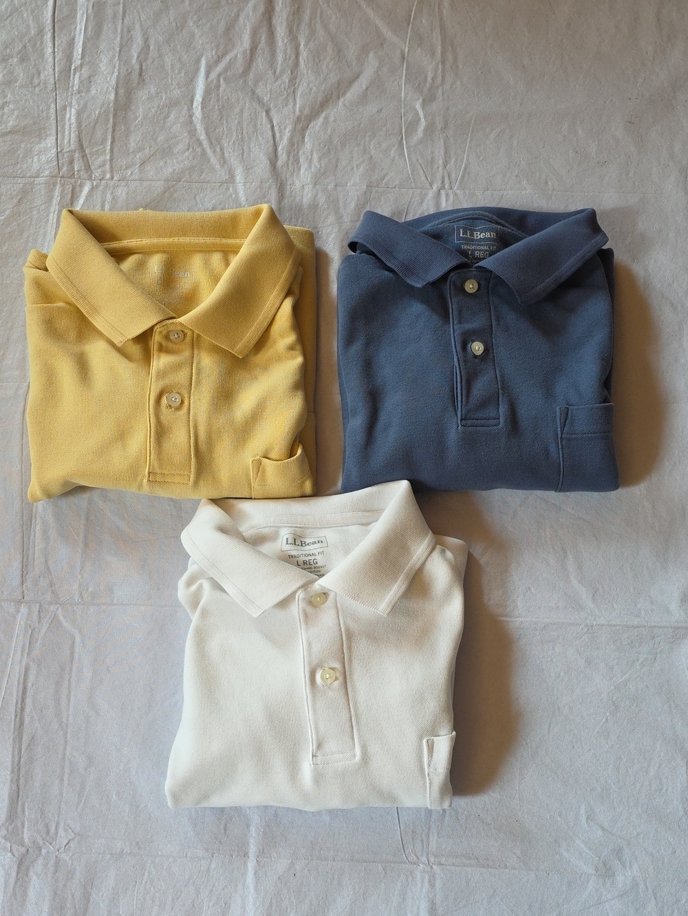 L.L. Bean Men's Traditional Fit Polo Shirts Lot of 3 Large Regular